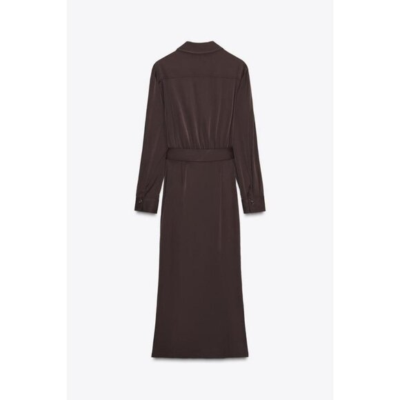 ZARA BELTED WRAP MIDI DRESS - Picture 7 of 8